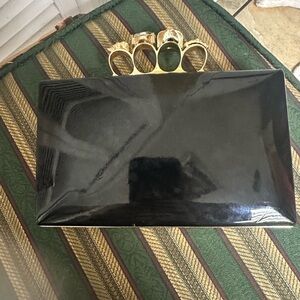 Elegant Black Clutch with Gold Accents